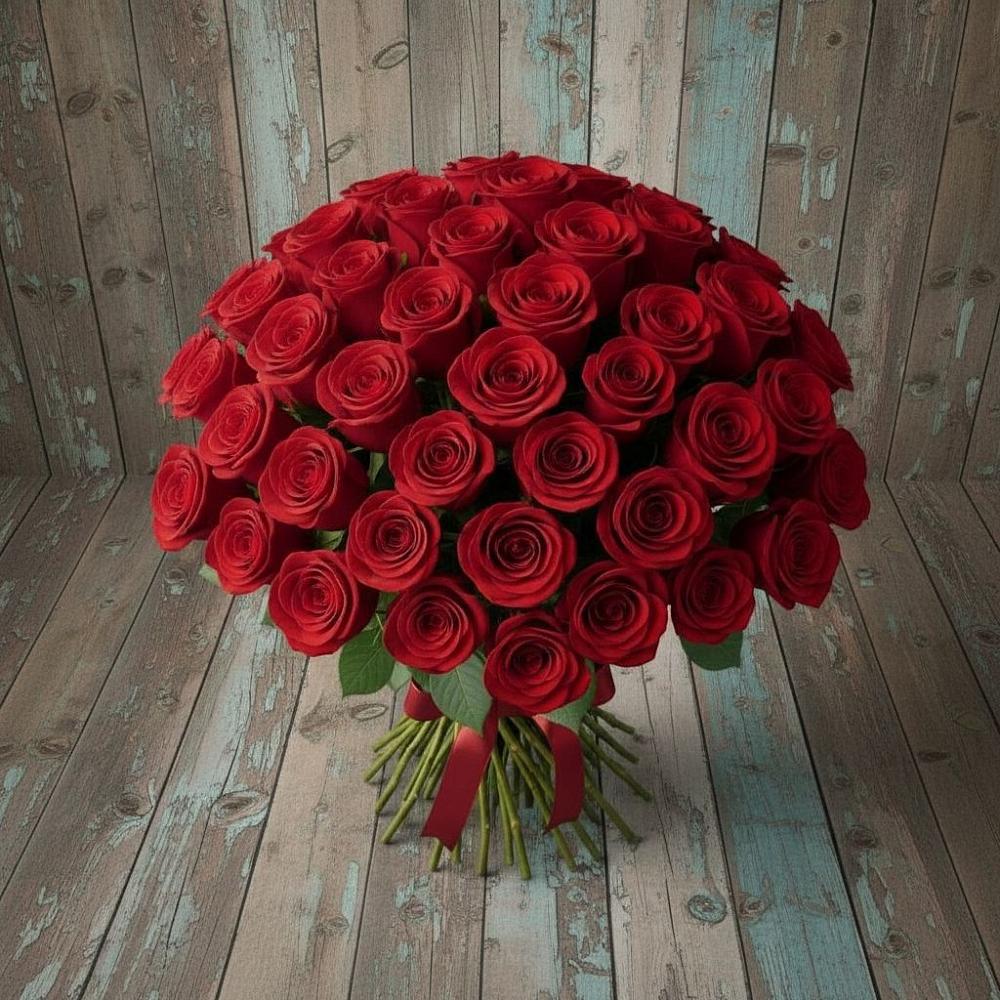 Букет 55 Красных роз Фридом в Ивоте