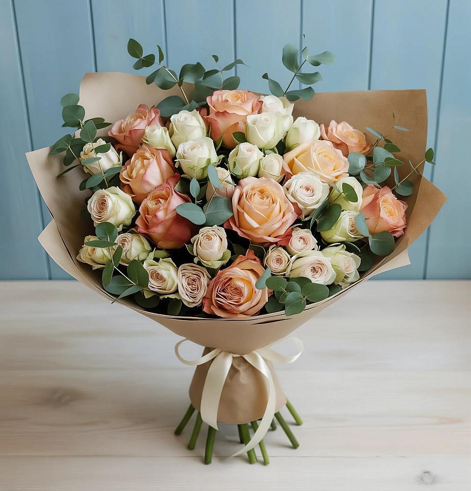 Букет цветов из: Альстромерии и Розы в Ивоте