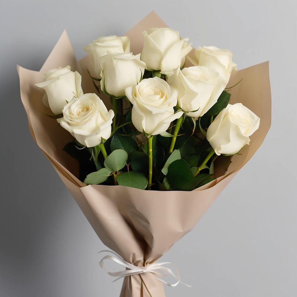 Букет 9 Белых роз Эдлесс Лав в Ивоте