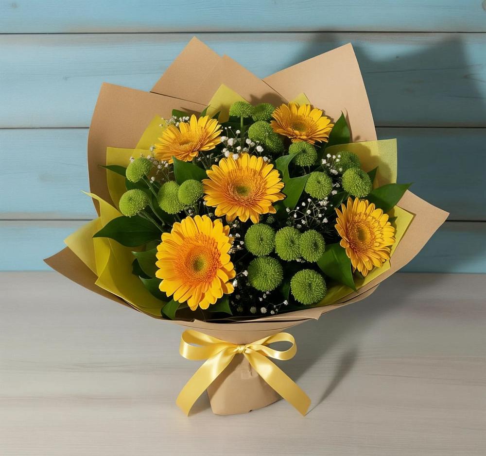 Букет цветов из: Герберы и Хризантемы в Ивоте