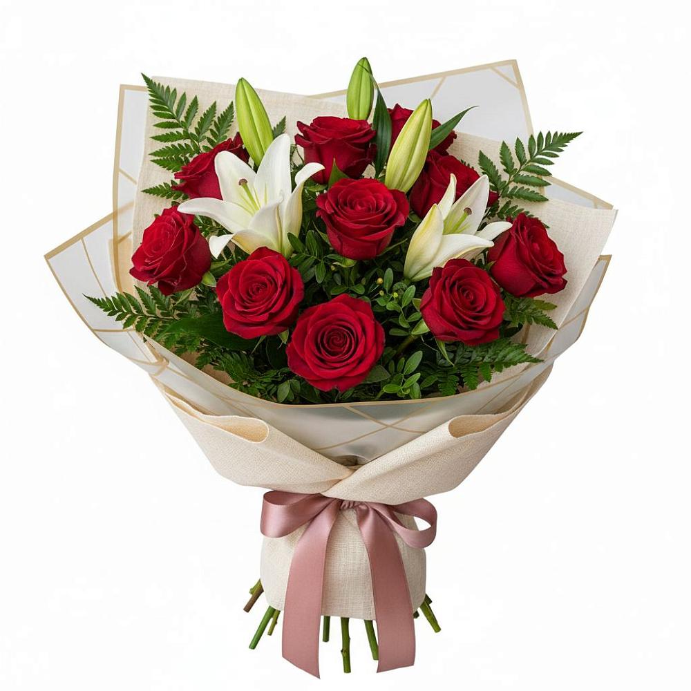 Букет цветов из: Лилии и Розы в Ивоте