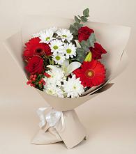 Букет цветов из:  Розы, Хризантемы, Герберы и Лилии в Ивоте