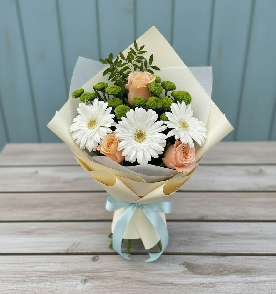Букет цветов из: Герберы, Розы и Хризантемы в Ивоте