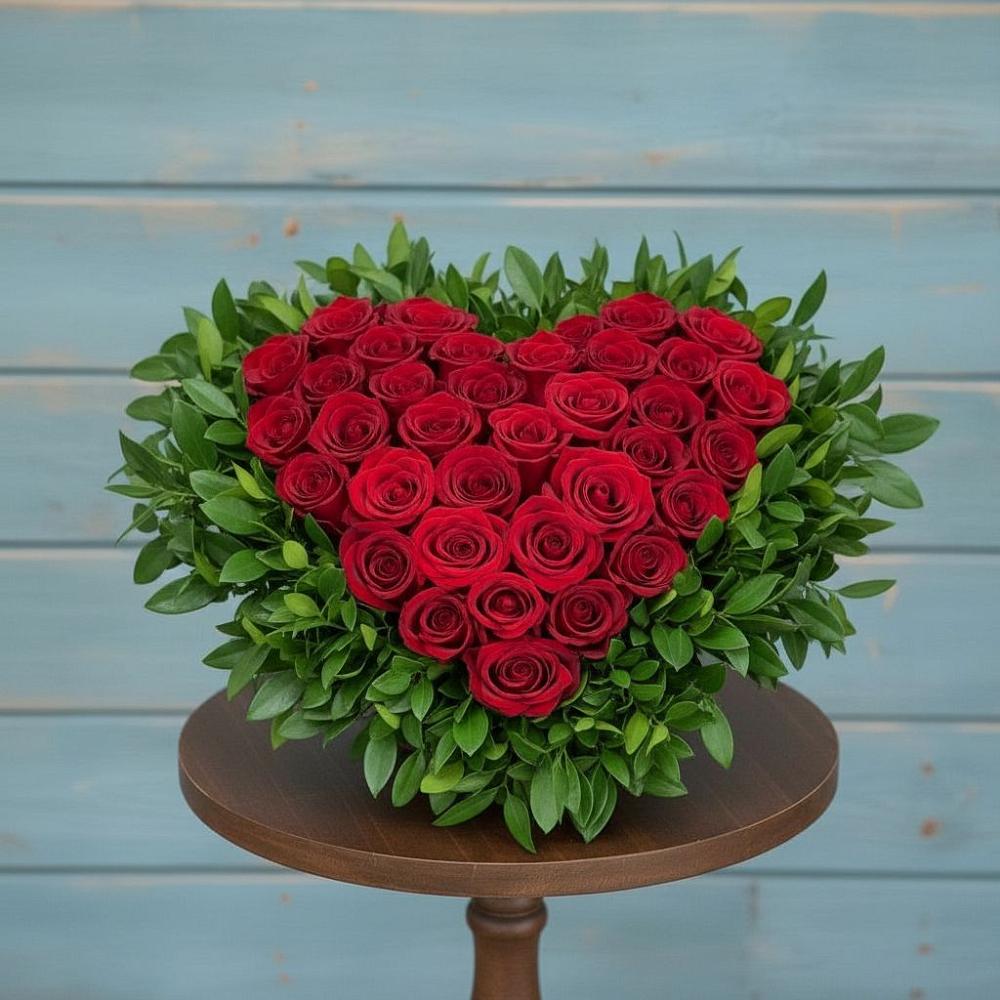 Цветочная композиция из Розы в виде сердца в Ивоте