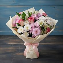 Букет цветов из:  Хризантемы, Альстромерии и Розы #REPLACE_PRED# Ивоте