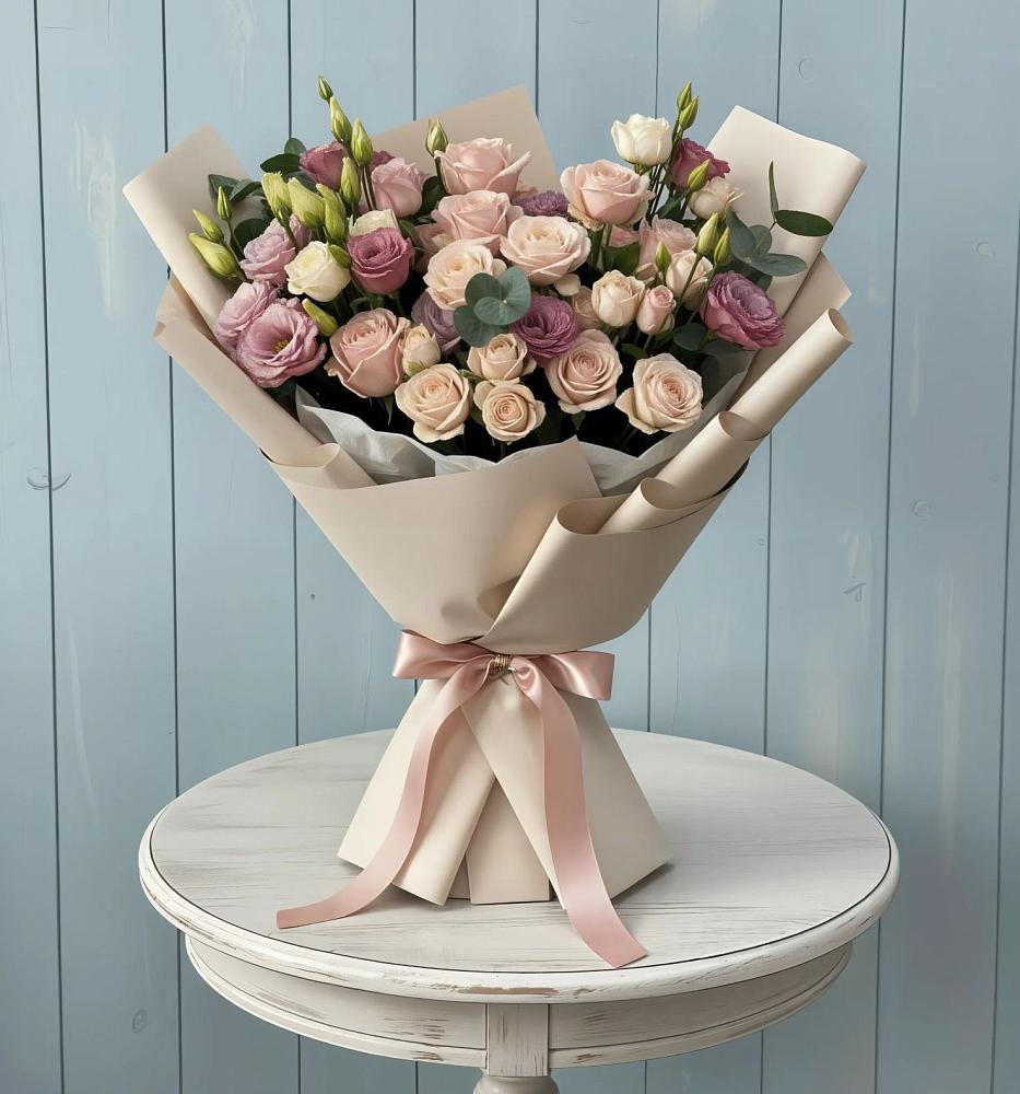 Букет цветов из: Розы и Лизиантусы в Ивоте