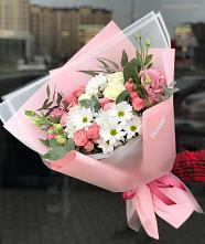 Букет цветов из:  Розы, Лизиантусы и Хризантемы в Ивоте